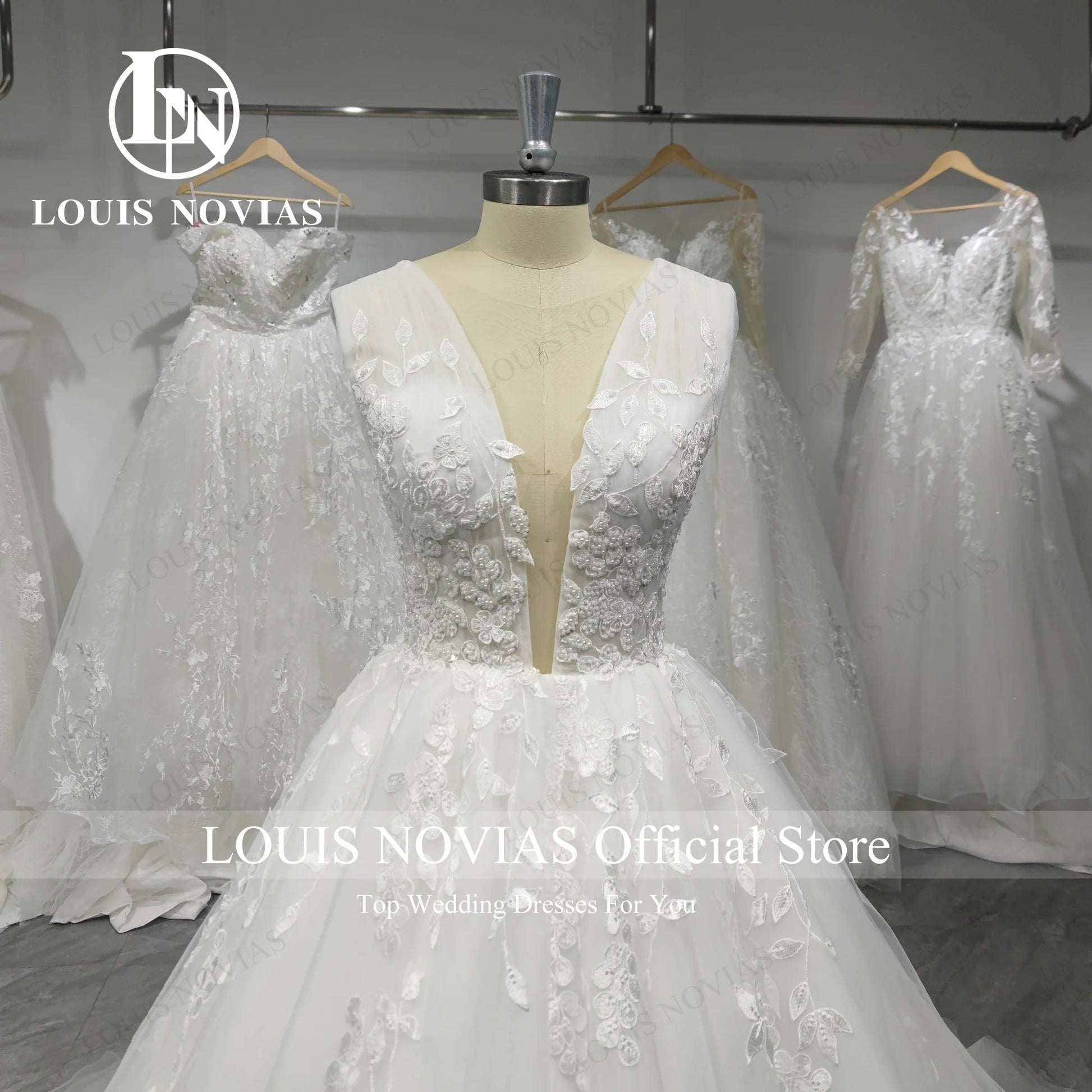 LOUIS NOVIAS  Wedding Dress For Women Elegant Backless Beaded Flowers Embroidery Sleeveless Wedding Gown Vestidos De Novia Good Vibrations