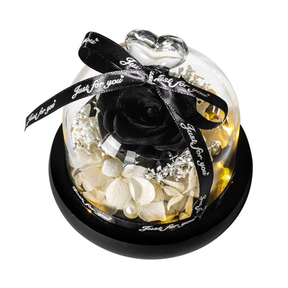Gifts for Girls Eternal Flowers In Heart Glass Dome with Led Light Forever Preserved Rose Wedding Gift for Mom Women Girlfriend Good Vibrations