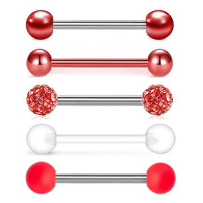 5PCS Acrylic Tongue Piercing Barbell Set Stainless Steel Glitter Tongue Rings Lot 14G Nipple Piercing Bar Bulk Piercing Langue Good Vibrations Adult Super Store