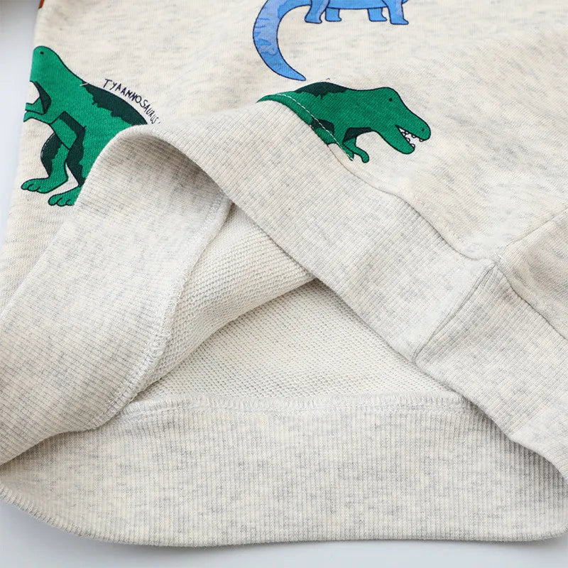 Jumping Meters 5-7T Long Sleeve  Boys Girls Hooded Sweatshirts With Dinosaur Children's Clothing  Hot Selling Baby Shirts Tops Good Vibrations