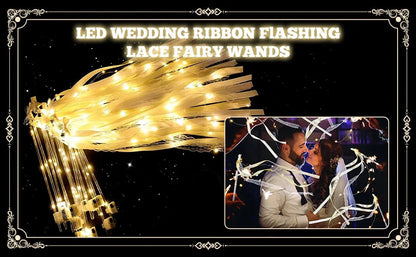 20-60Pcs Light up Wedding Wands LED Ribbon Wands Sparklers with Bells, Wedding Exit Send Off, Dance Floor Props, Wedding Favors Good Vibrations