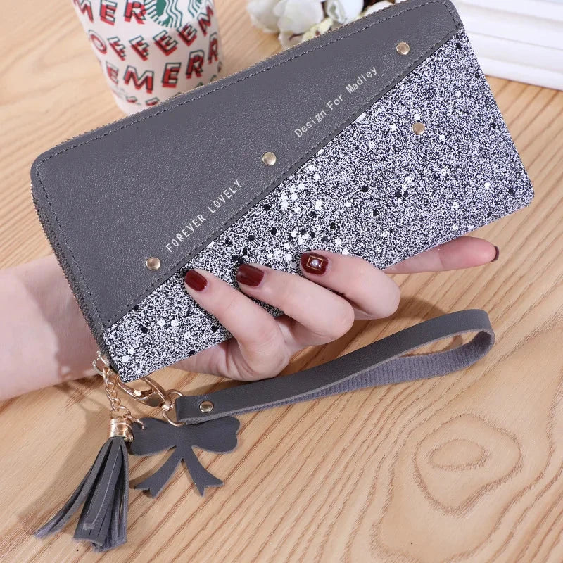 Fashion Women's Pu Leather Long Wallets Sequins Patchwork Glitter Wallet Coin Purse Female Wallets Girls Gifts Wholesale Good Vibrations