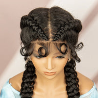 Synthetic Goddess Braided Wigs Cornrow Braided Wigs with Baby Hair Braids Wigs for Women Daily Use Knotless Wigs Good Vibrations