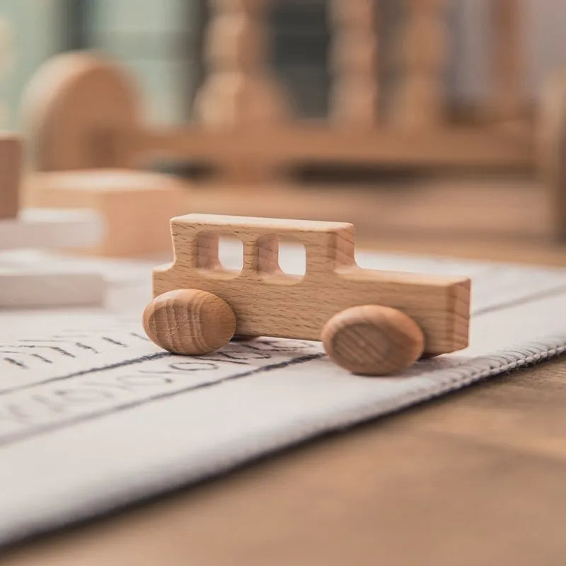 Wooden Cars Toys Maple Diy Crafts for Students Home Activities Montessori Grasping Teething Toy Newborn Birthday Gift Wood Block Good Vibrations