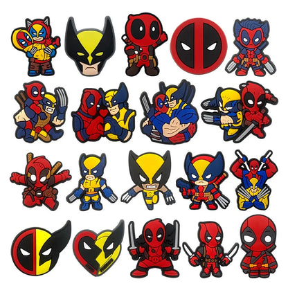 Hot 19pcs/set Deadpool & Wolverine Shoe Charms for Croc DIY Shoe Decorations Accessories Decorations Sandal Decorate Kids Gifts Good Vibrations