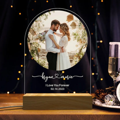 Custom Photo Wedding Acrylic Plaque LED Light Anniversary Gifts With LED Light Newly Engagement Frame Gift Personalized Photo Good Vibrations