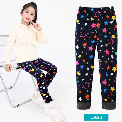 SheeCute Girls Winter Warm Pants Kids Fleece Lined Leggings for 3-11 Years SCW8101 Good Vibrations
