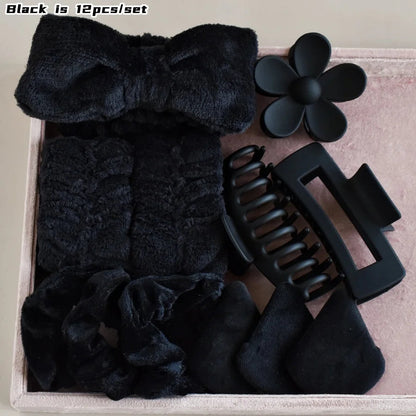 12PCS/SET Ladies Multi-Color Autumn and Winter Plush Hair Accessories Set Daily SPA Makeup Face Ultra-Practical Toiletry Set Lad Good Vibrations
