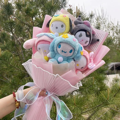 Christmas Gifts Cartoon Sanrio Plush Bouquet My Melody Kuromi Cinnamoroll Kt Cat Plush Doll Toy  Valentine Graduation Gifts Good Vibrations