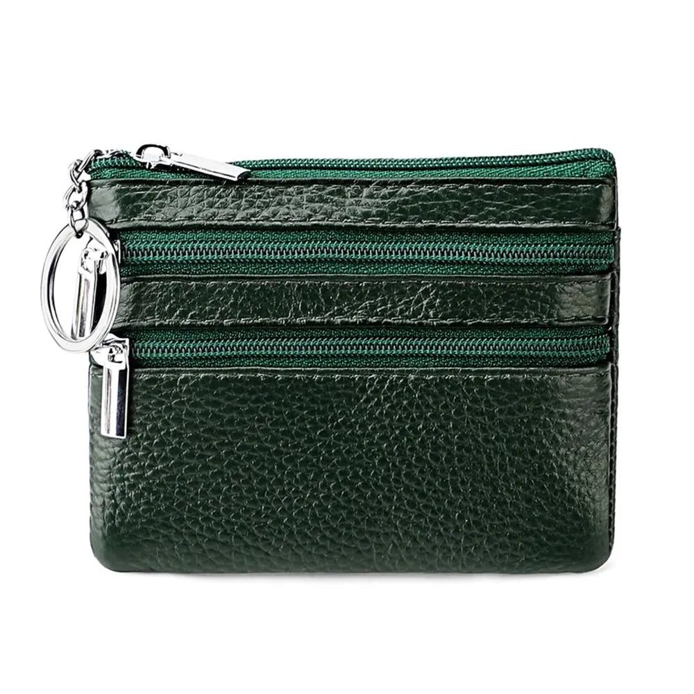 PU Leather Portable Money Coin Purse with Key Ring Waterproof Pocket Purse Zipper Wear-resistant Credit Card Holoder Man Women Good Vibrations