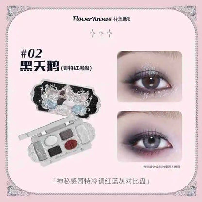 Flower Knows Moonlight Mermaid Eyeshadow Palette 8-Color Matte Shimmer Glitter Eye Makeup Cosmetics Women Beauty Eye Shadow Good Vibrations