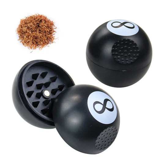 Creative Black 8 Tobacco Grinder, manual herb spice cutter with black lacquer finish, ideal for smoking accessories.