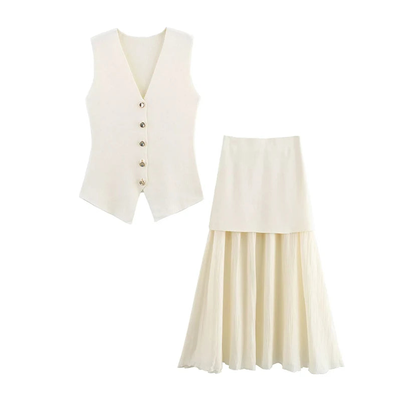 Summer Sets Women's 2025 New Elegant Holiday 2-piece Set Chic Elastic Slim Skirts Women's Sets Street Fashion Youth Suit Good Vibrations