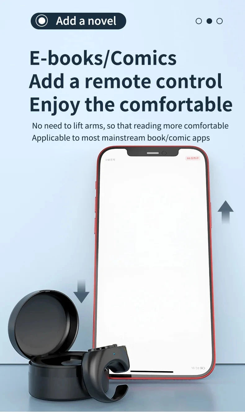 Multi-function Automatic Remote Control Portable Selfie Browse Video Read E-books Fingertip Controller for Mobile Phone Good Vibrations