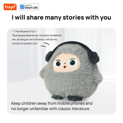 Tuya AI Plush Toy w/Smart Voice & LED Eyes,Interactive Companion for Kids/Adults,Gift-Ready Rechargeable E-Pet open up fun life Good Vibrations