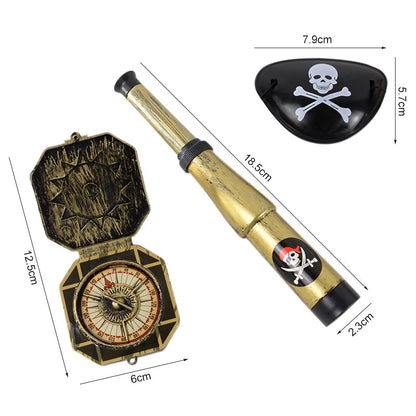 Pirate Captain Cosplay Costume Props Hat Hook Skeleton Eye Patch Kids Favors Gift Toy Pirate Party Halloween Decoration Supplies Good Vibrations