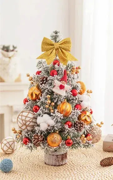 45CM Mini Christmas Tree Desktop Decorations with LED Lights Xmas New Year 2024 Ornaments Home Office Party Decors Festival Gift Good Vibrations