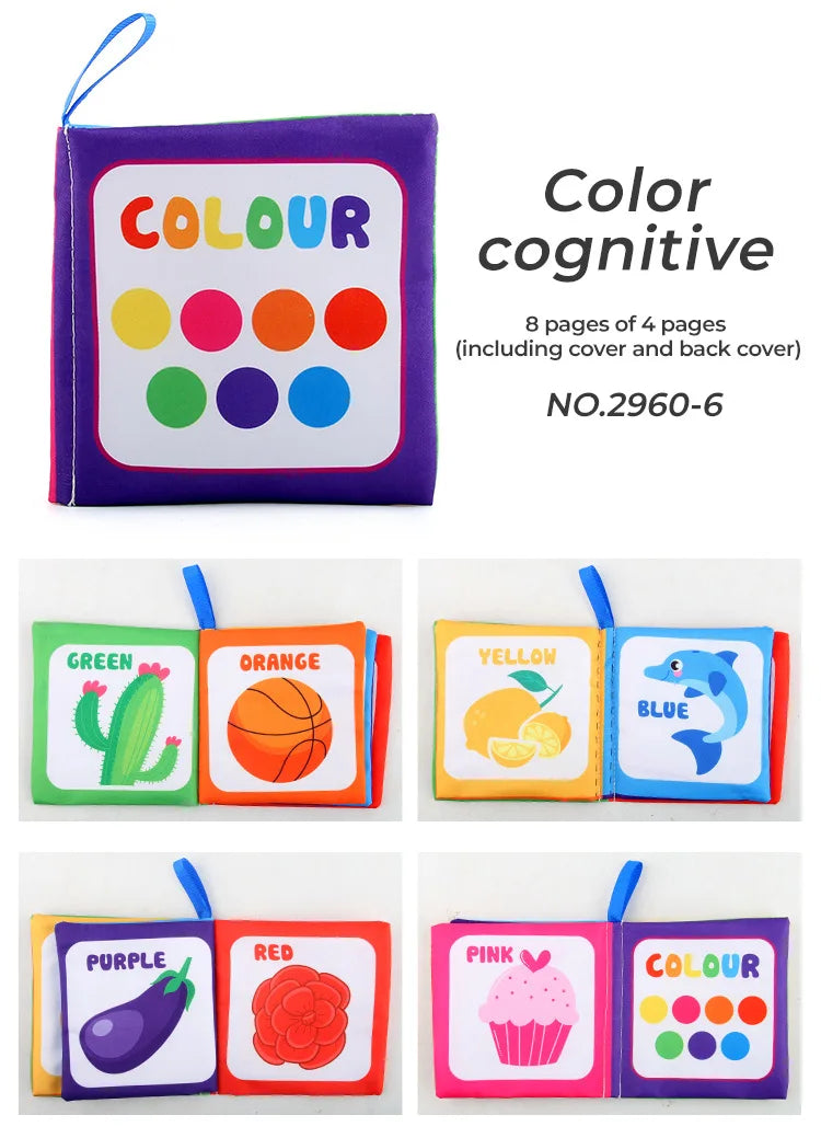 4 Pages Enlightenment Early Learning Books Children Black and White Cloth Book for Kids Montessori Educational Toys Good Vibrations