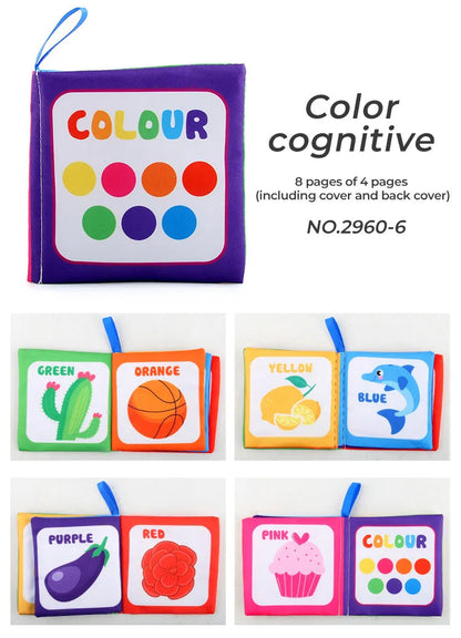 4 Pages Enlightenment Early Learning Books Children Black and White Cloth Book for Kids Montessori Educational Toys Good Vibrations