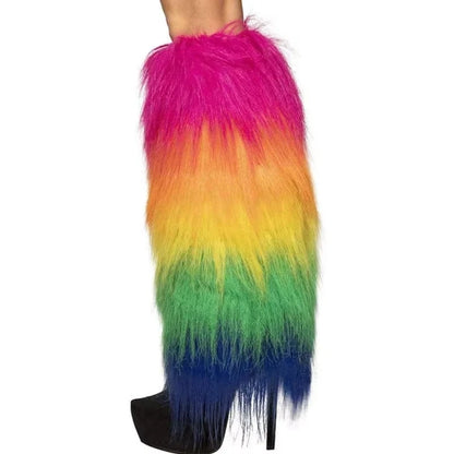 Halloween Carnival Role Play Accessories Leg Covers Colorful Stitching Fluorescent Faux Fur Warm Foot Covers Party Performance Good Vibrations