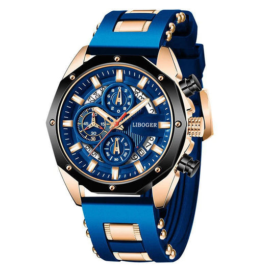 Fashion Business Men Watch Top Brand High Quality Auto Date Big Dial Silicone Strap Sports Quartz Watches For Him Gifts Good Vibrations