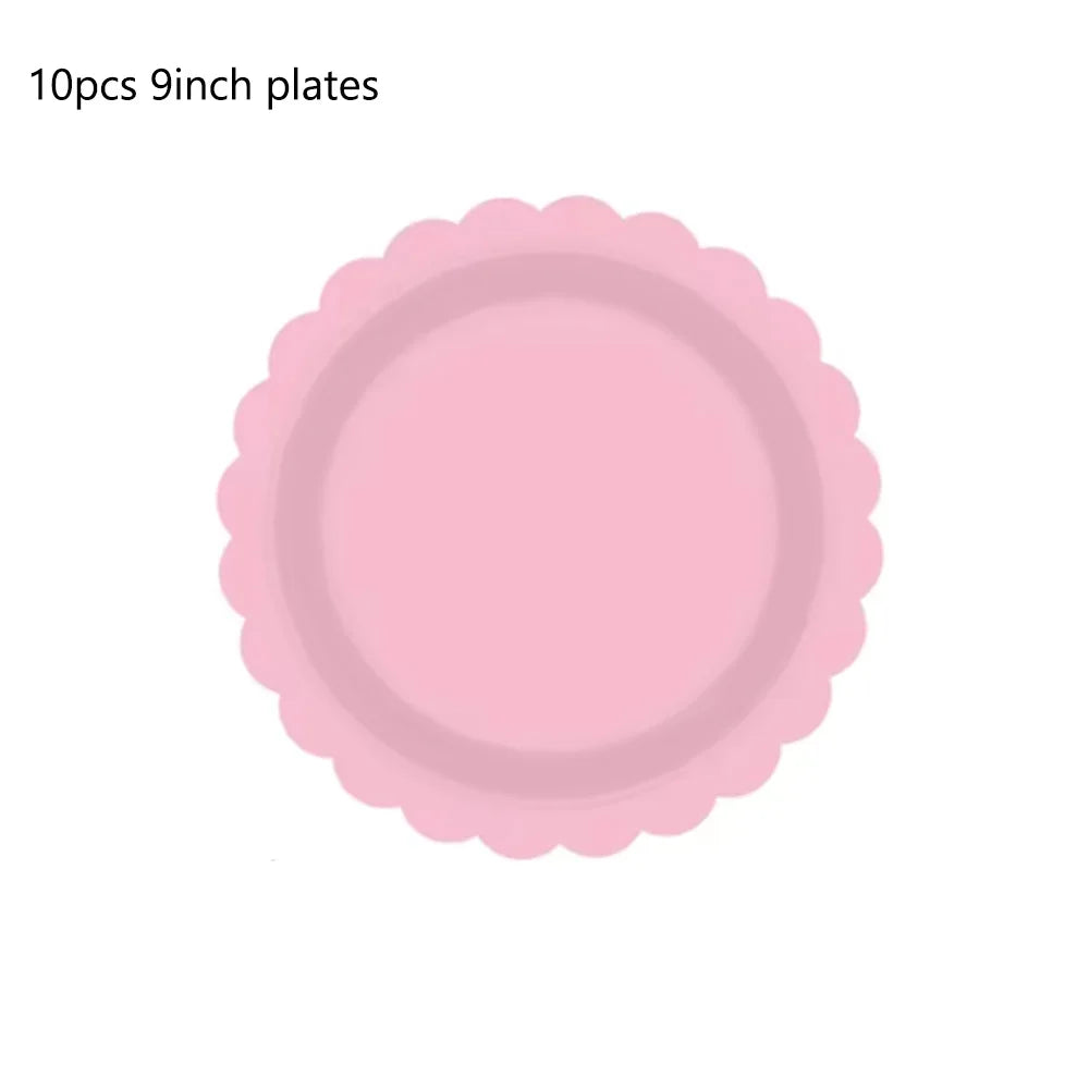 Light Pink Lace Birthday Party Supplies Pink Disposable Dinnerware Paper Napkin Cup Plate Tablecloth  For Wedding Decoration Good Vibrations