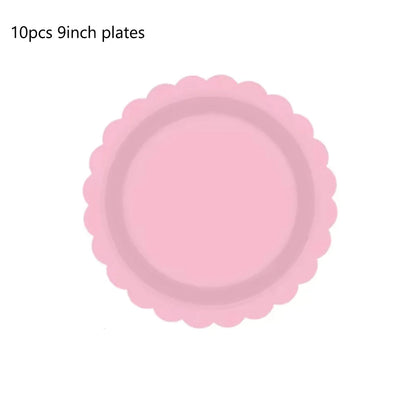 Light Pink Lace Birthday Party Supplies Pink Disposable Dinnerware Paper Napkin Cup Plate Tablecloth  For Wedding Decoration Good Vibrations