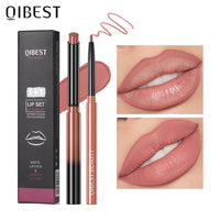 QIBEST Matte Nude Lipstick Pen Long Lasting Lipliner Lip Pencil Waterproof Lip Liner Contour Sexy Red Lip Makeup Set For Women Good Vibrations