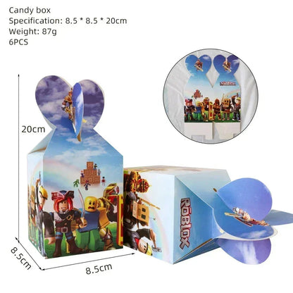 Game Roblox Cartoon Party Theme Birthday Supplies Balloon Banner Cake Topper Tableware Set Decorative Anime Peripheral Gifts Good Vibrations