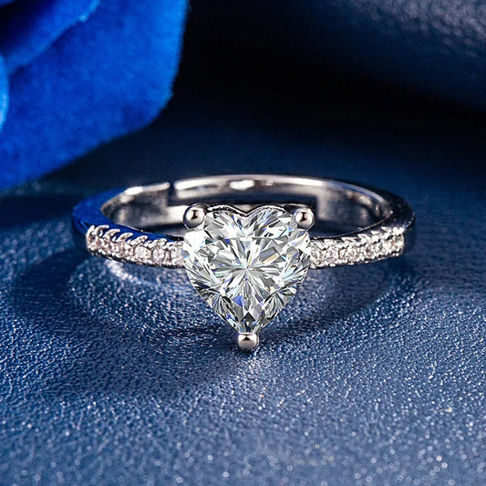 925 Sterling Silver Classic Ring for Women Heart jewelry simple diamond ring imitation diamond women's ring R235 Good Vibrations