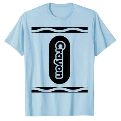 Pick Any Color Crayon Box Halloween Costume Couple & Group T-Shirt Gifts Letters Printed Graphic Tee Tops Basic Cotton Outfits Good Vibrations