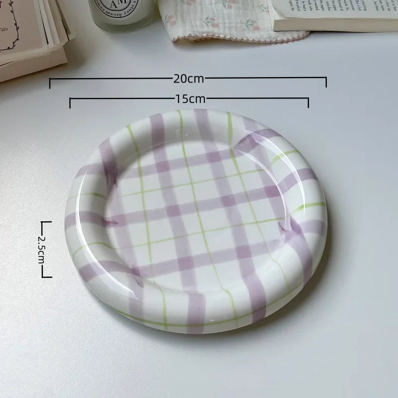 1pcs 6/8Inches Cream Luxury Plate Dish Food Grade Ceramic Snack Cake Plate Household Tableware Ceramic Dishs Table Decorations Good Vibrations
