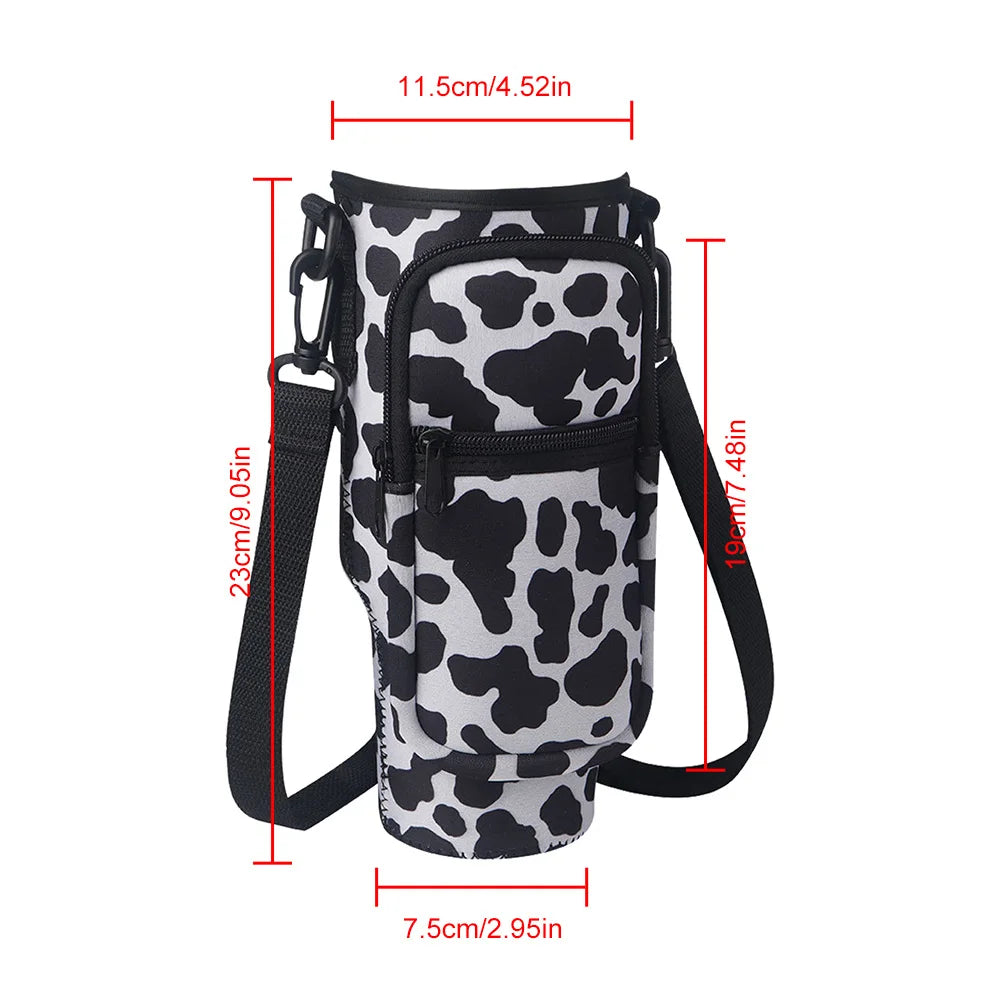 Portable Water Bottle Carrier Bag with Phone Pocket for Stanley 40oz Tumbler with Handle Neoprene Water Bottle Holder Pouch Good Vibrations