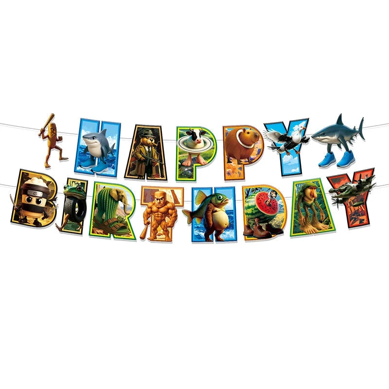 Italian Brainrot Birthday Party Decoration Tung Tung Sahur Tralalelo Tralala Tableware Balloon Cup Plate for Party Favor Supplie Good Vibrations