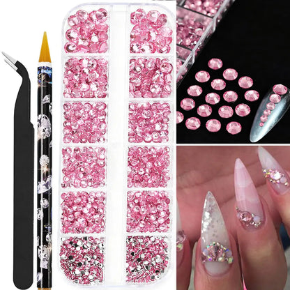 12grids Half Round Pearls Beads 3D Nail Charms 1.5/2/2.5/3/4/5mm White Flatback Pearls Nail Jewelry Nail Craft Pearl Rhinestones Good Vibrations