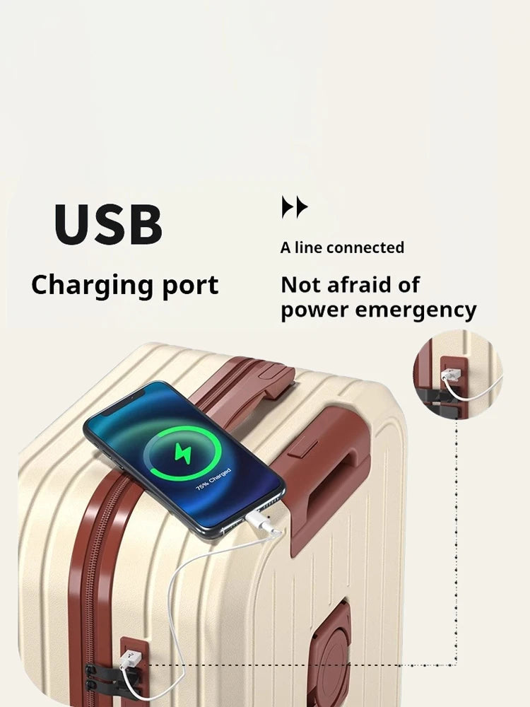 Stylish Lightweight Hardshell Luggage Trolley Case with USB Port, Perfect for Women Travel & Business 20/22/24/26/28 Inch Good Vibrations