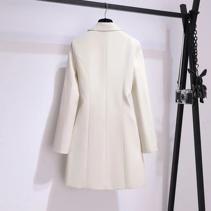 Blazer Women 2025 Spring New Fashion Women Clothing Suit Skirt Jacket Belt Waist Slim Suit Women Blazer Long Coat Black Blazers Good Vibrations