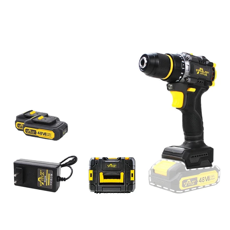 Multifunctional Hardware Tools Impact Electric Hand Drill Combination Toolbox Portable High Power Pistol Drill Cordless Drill Good Vibrations