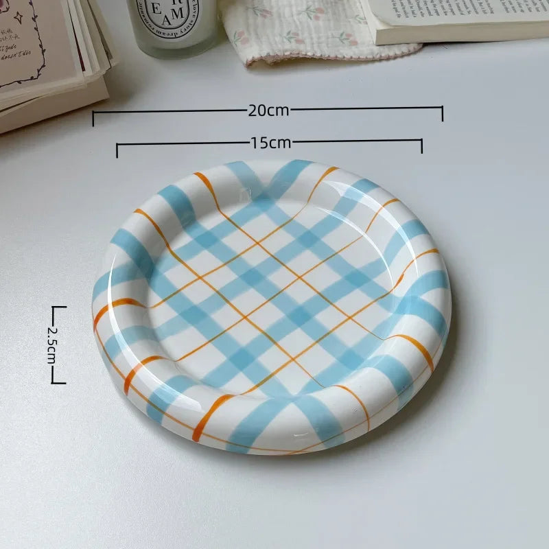 1pcs 6/8Inches Cream Luxury Plate Dish Food Grade Ceramic Snack Cake Plate Household Tableware Ceramic Dishs Table Decorations Good Vibrations