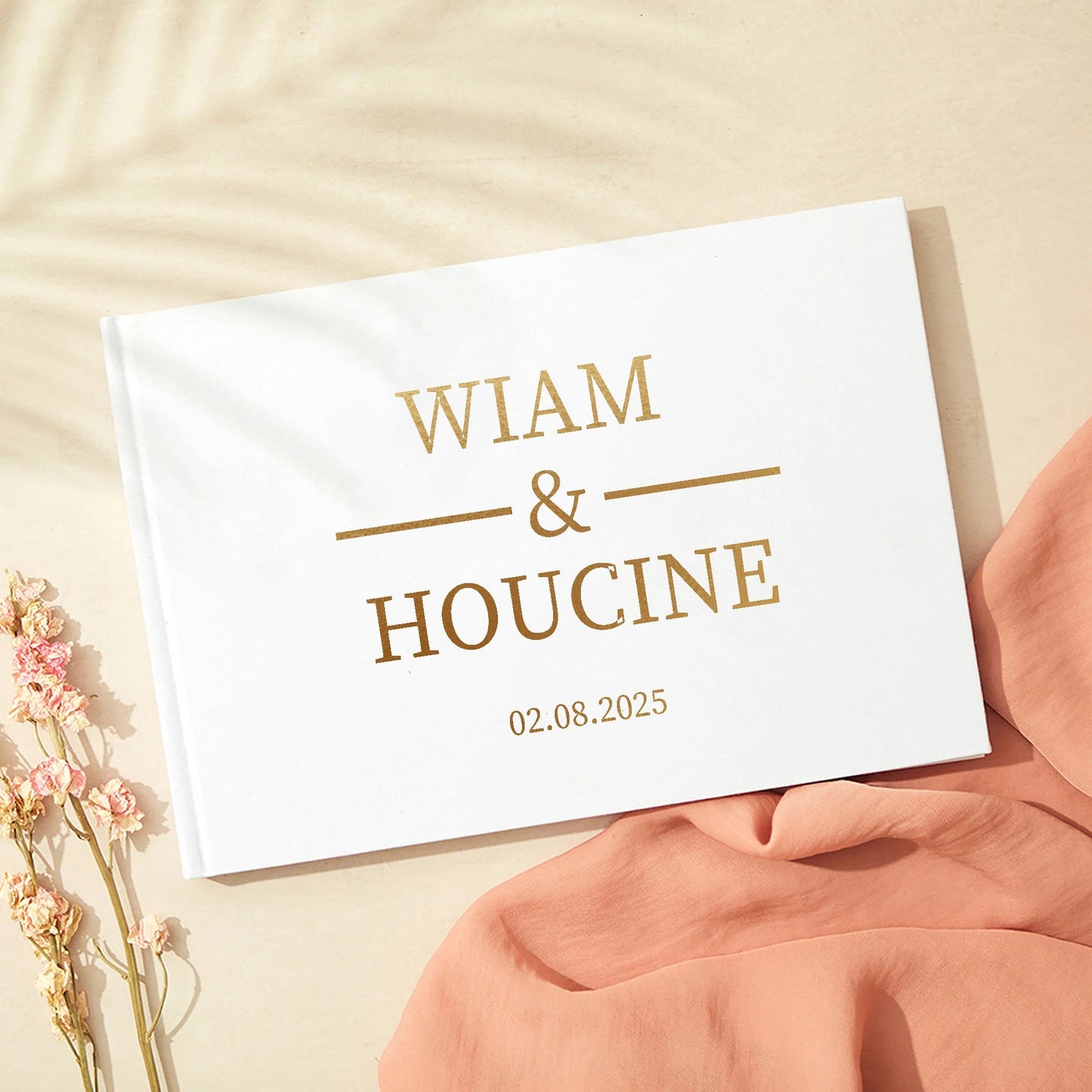 Personalized Guest Book for Wedding Noble Message Photo Album Simple Elegant Horizontal Wedding Reception Signing Book Good Vibrations