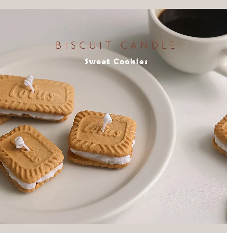 Cute Handmade Biscuit Candle Scented Candle Aromatherapy Soy Wax Candle Wedding Birthday Candles Party Home Decoration Good Vibrations
