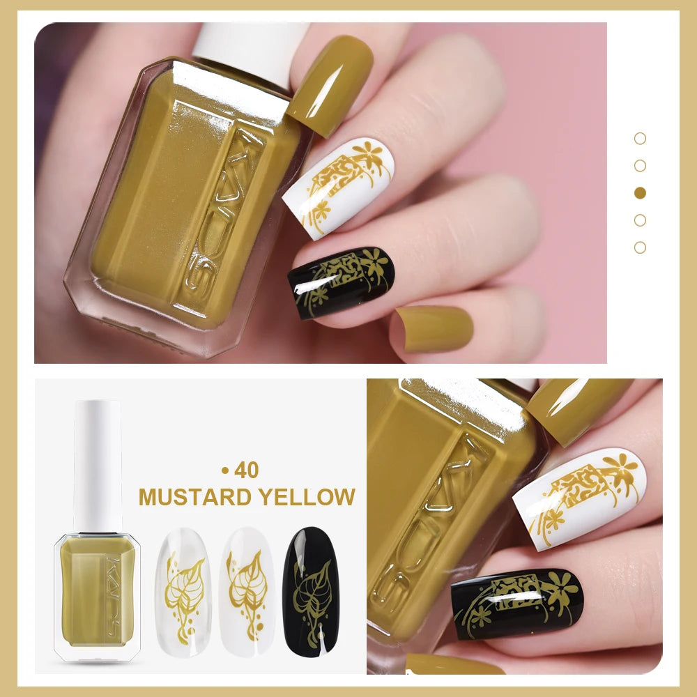 KADS 24 Colors Stamping Nail Polish Black White Gold Silver Nail Art Printing Varnish for Stamp Plate Nail Polish Lacquers Good Vibrations