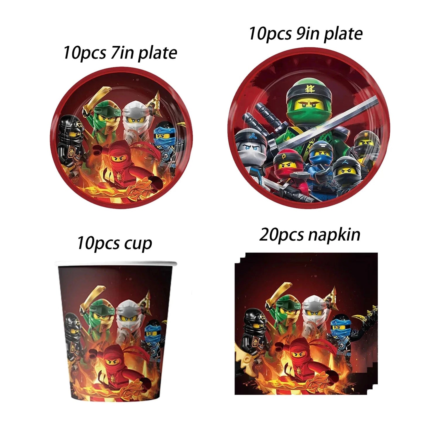 Ninjas Birthday Party Supplies Decorations Disposable Tableware Popcorn Paper Plates Balloons For Boys Kids Birthday Baby Shower Good Vibrations