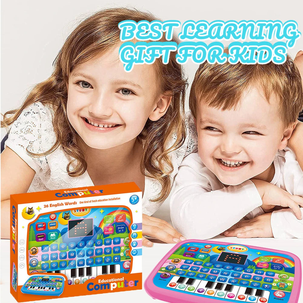 Kids’ Education Tablet Toy, Age 3+ Literacy Math Music Learning, Doubles as Electronic Keyboard, Birthday Christmas Gift Good Vibrations