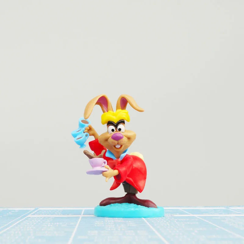 6-10cm 6pcs/Lot Alice in Wonderland Cheshire Cat White Rabbit Cake Car Desk Decoration Figure Toys Good Vibrations