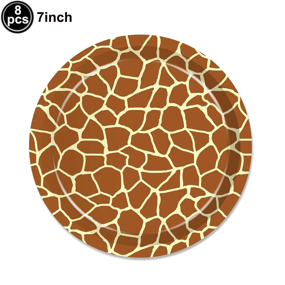 Jungle Animal Print Party Paper Plates Tiger Giraffe Leopard Disposable Plate Kids Birthday Decor Safari Themed Party Supplies Good Vibrations