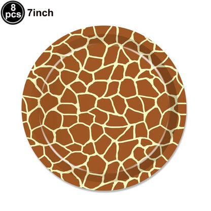 Jungle Animal Print Party Paper Plates Tiger Giraffe Leopard Disposable Plate Kids Birthday Decor Safari Themed Party Supplies Good Vibrations