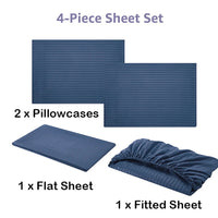 Battilo Bed Sheets 4 Pieces Set Luxury Fitted Flat Sheet with Pillowcases Solid Stripe Bedding Set For Twin Full Queen King Size Good Vibrations