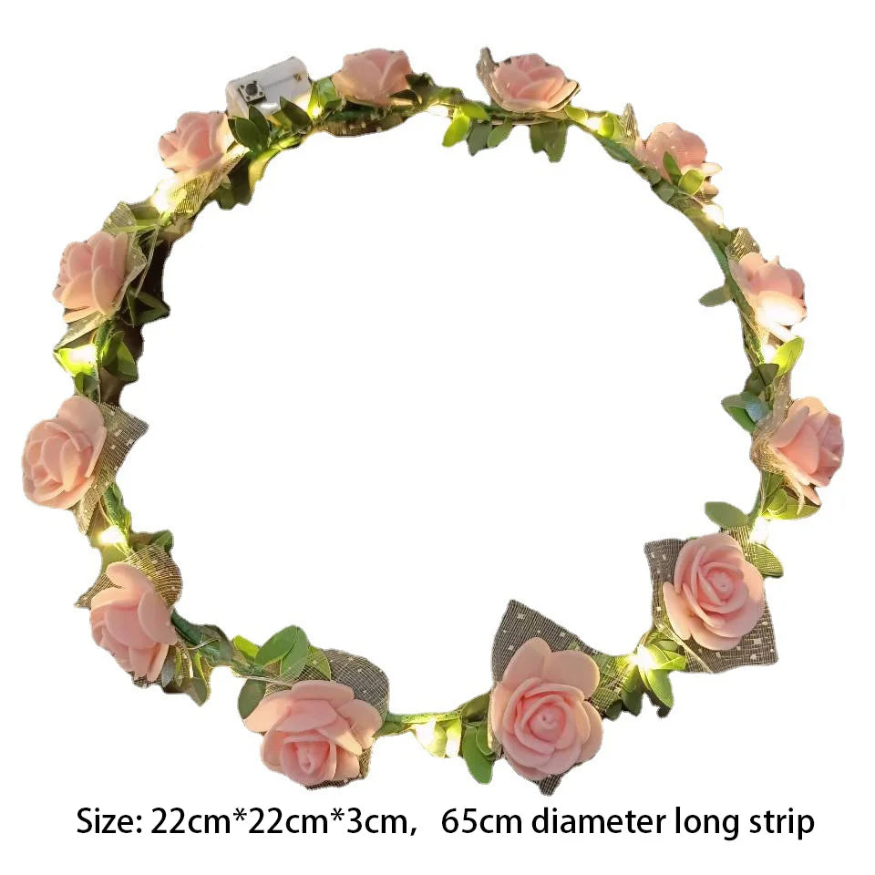 Wedding Party Crown Glowing Flower Headband LED Light Wreath Garland Decoration Women Girl Birthday Favor Luminous Hairband Good Vibrations