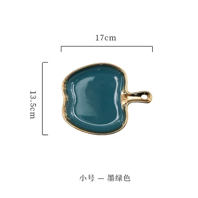 Dinner Plate with Handle Luxury Storage Tray Food Dessert Fruit Jewelry Trinket Dish Decorative Dinnerware Good Vibrations